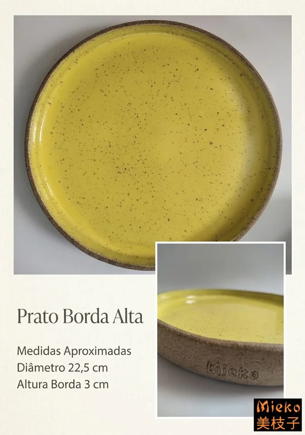 R$ 100 (PIX) R$ 110 (CARTÃO) - Prato Borda Alta - Amarelo